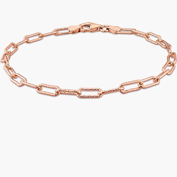 Delmar NEW Rose Gold Vermeil Paper lip Hammered chain bracelet - Picture 1 of 4